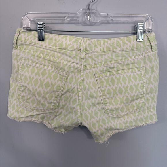 GAP 1969 Printed Summer Cut-Offs Jean Shorts Green & White Women's Size 27 R - Picture 2 of 6